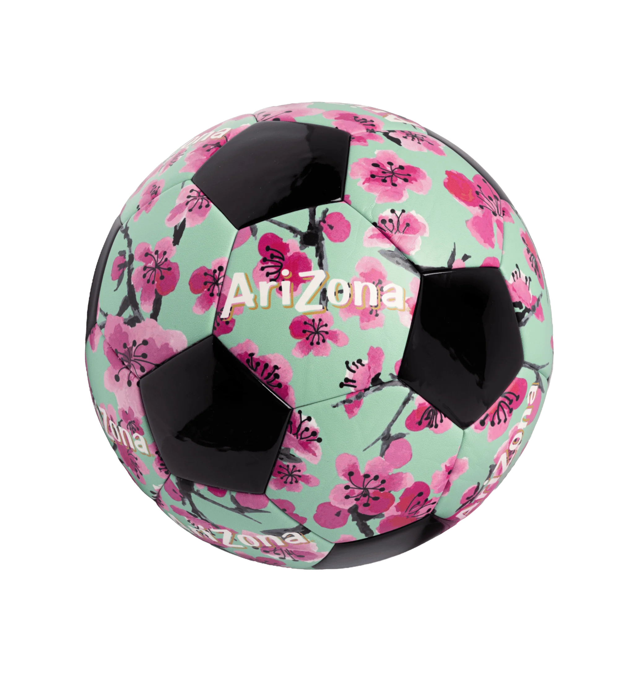 Black & Teal Cherry Blossom Soccer Ball