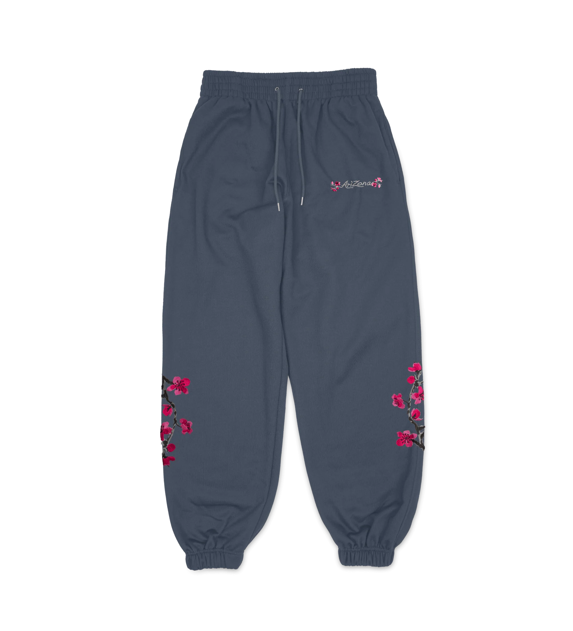 Navy Cherry Blossom-Embroidered Cotton Sweatpants image