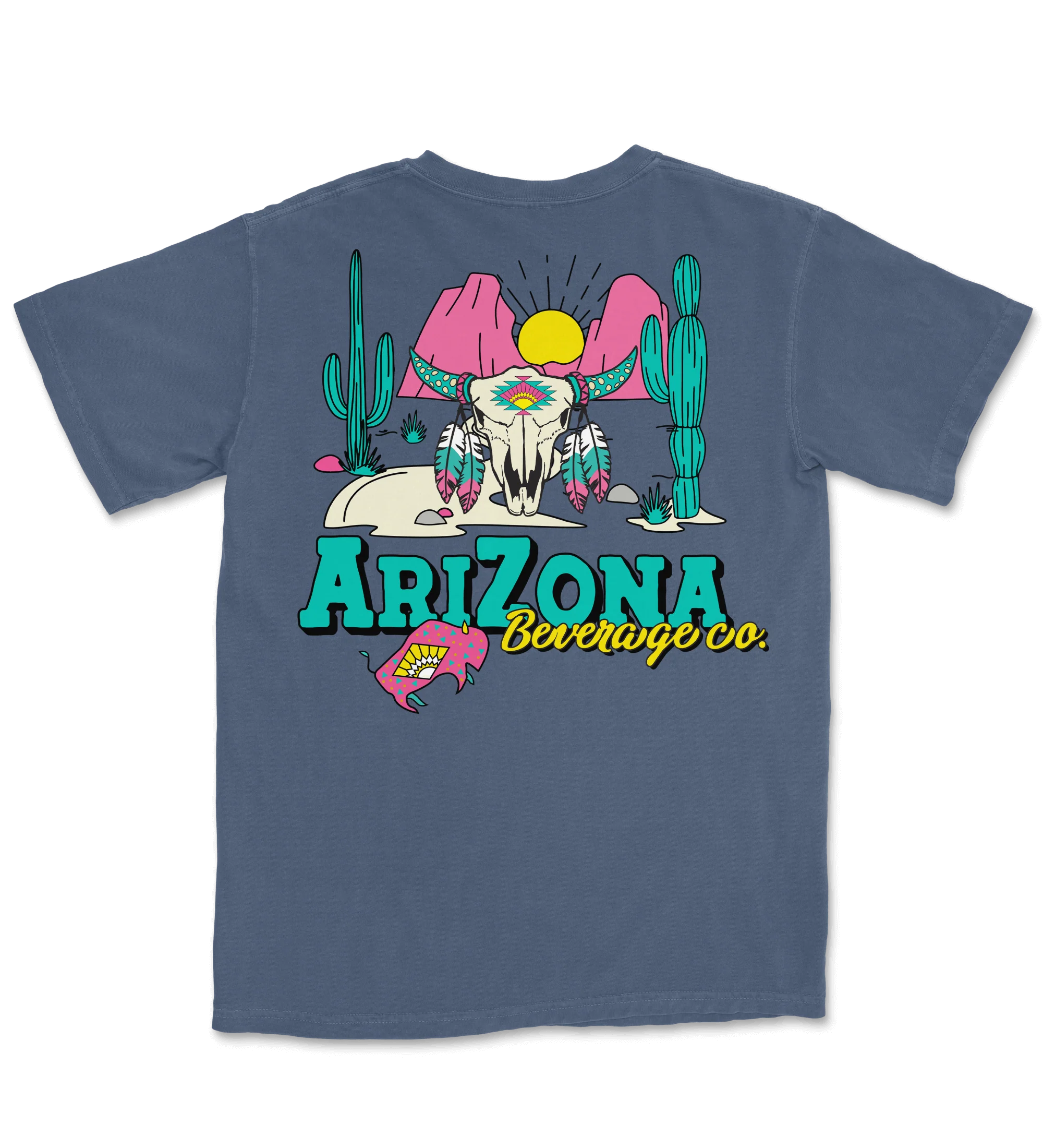 Navy Cow Skull Cotton T-Shirt product image