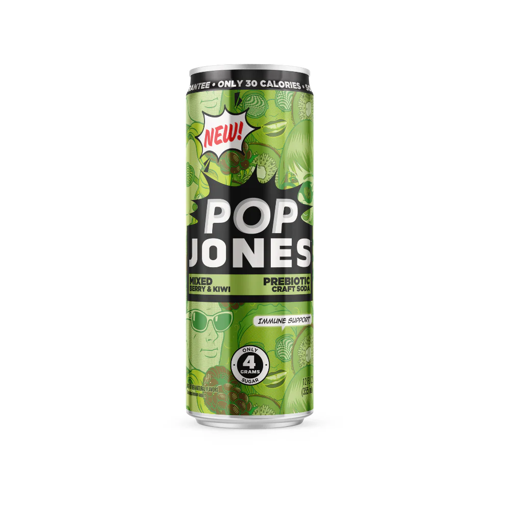 POP Jones Mixed Berry & Kiwi Prebiotic Soda 12-pack product image