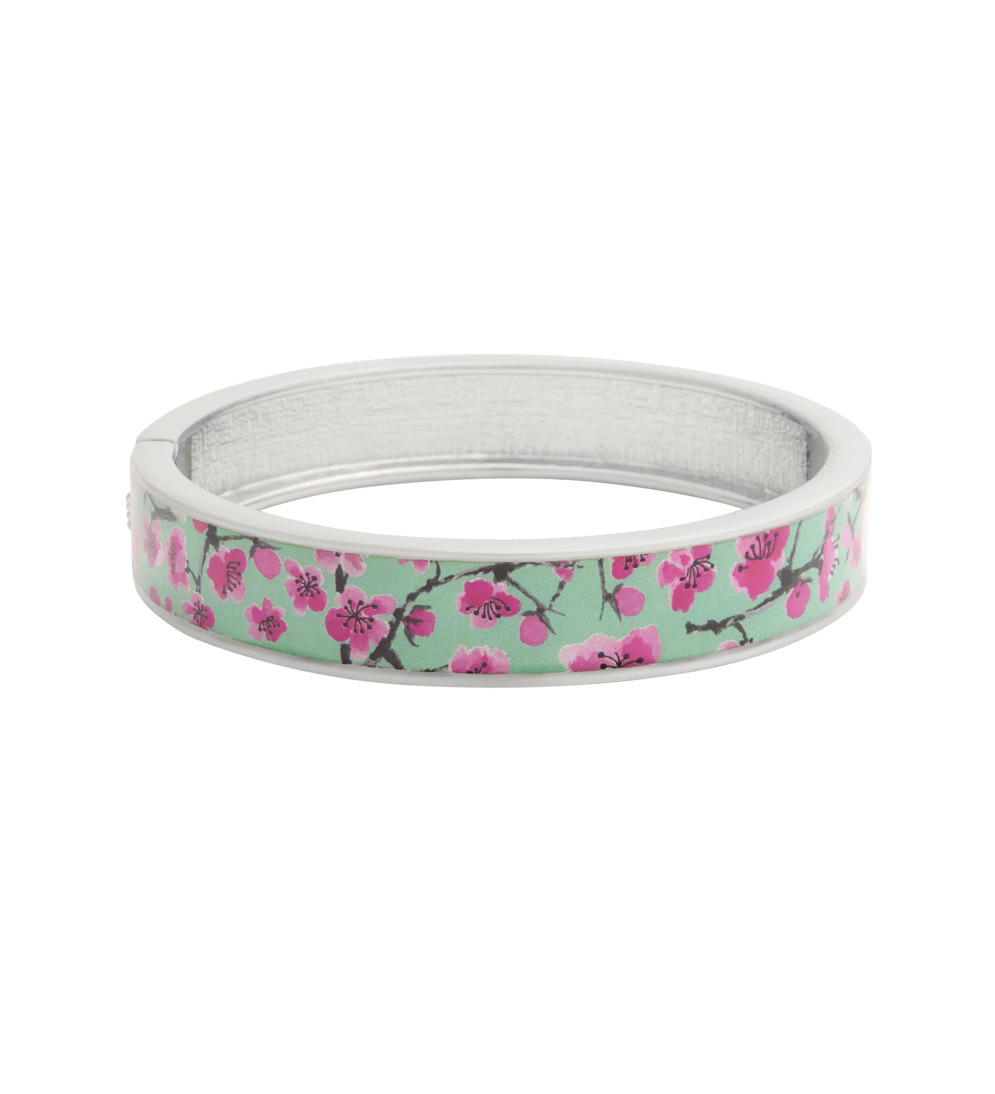 Silvertone & Resin Cherry Blossom Bangle image