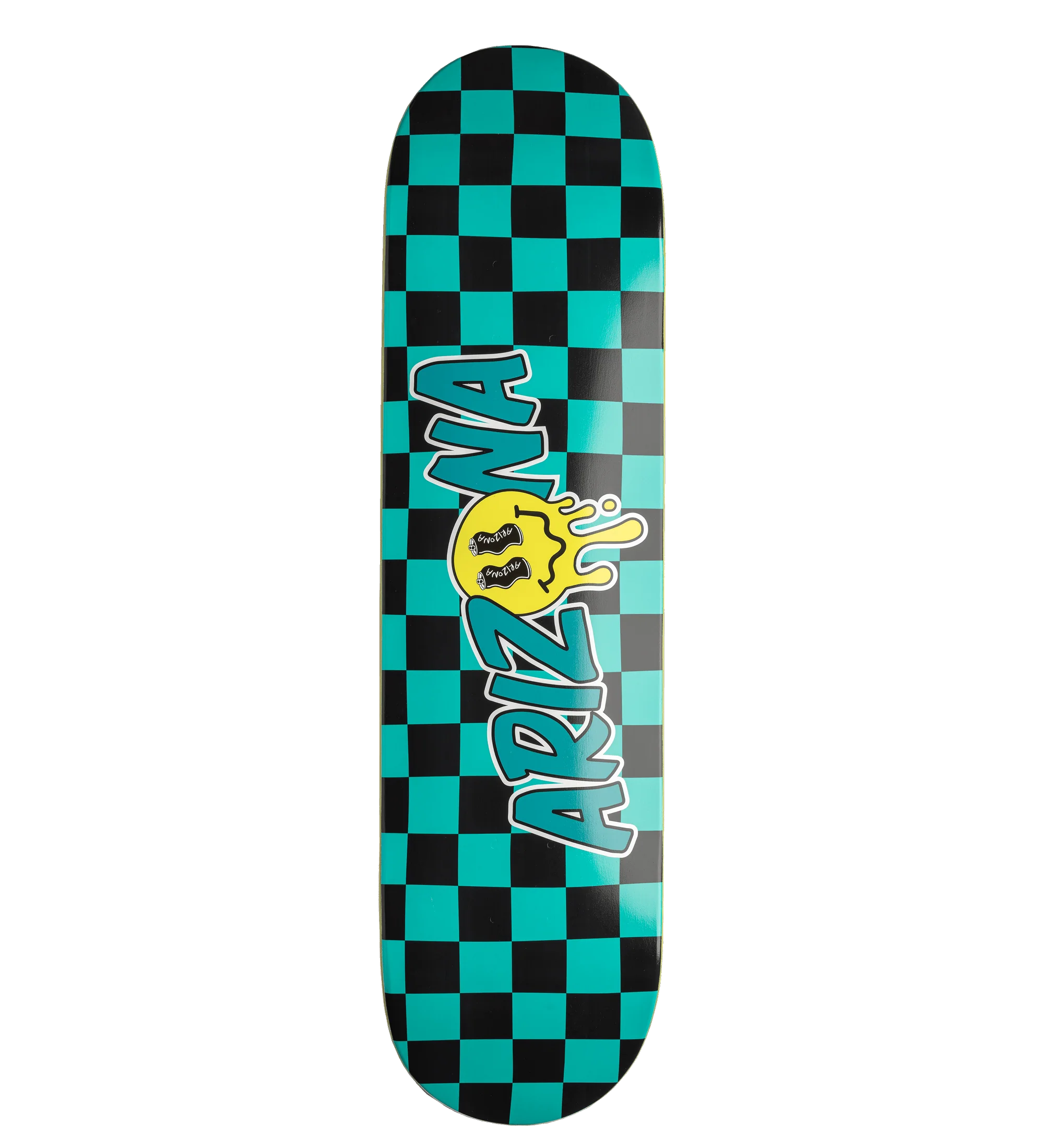 Teal & Black Checkerboard Skateboard Deck image