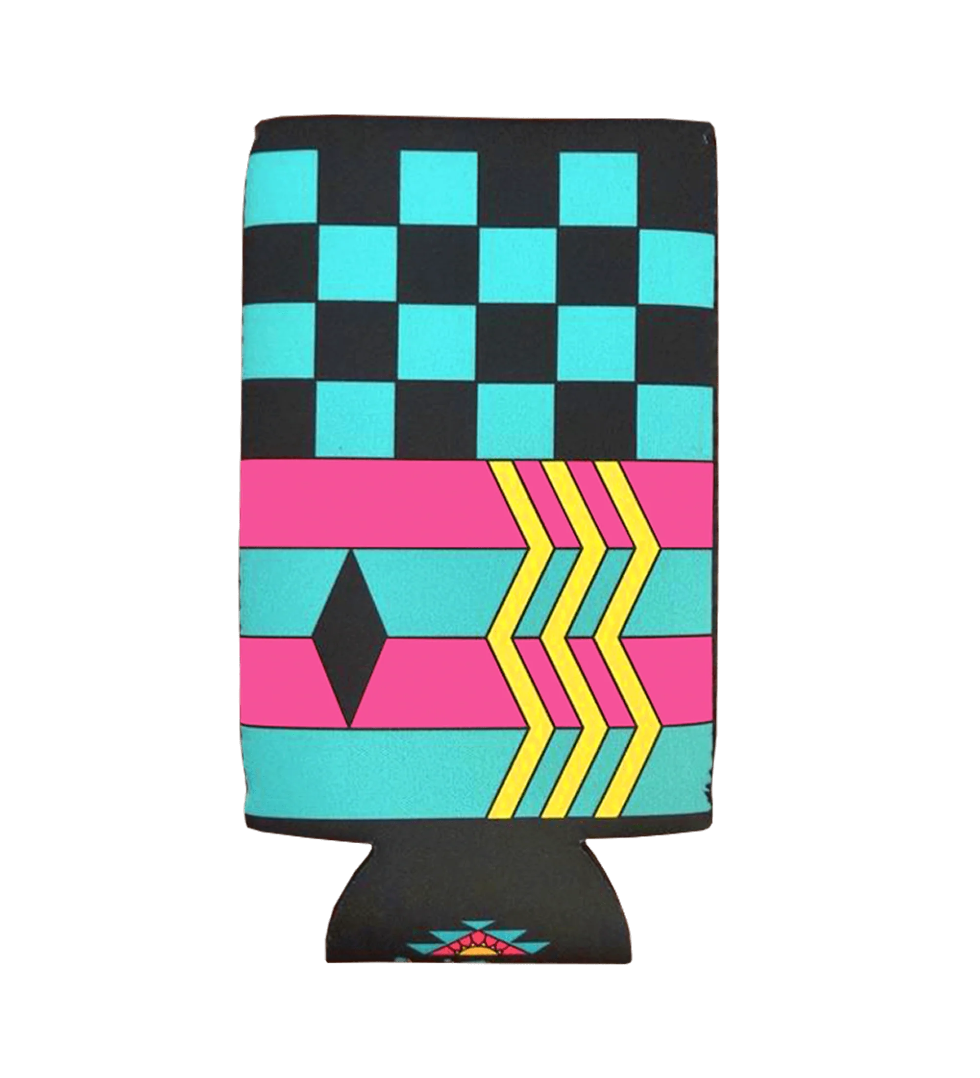 Teal & Black Geometric Neoprene Big Can Sleeve image
