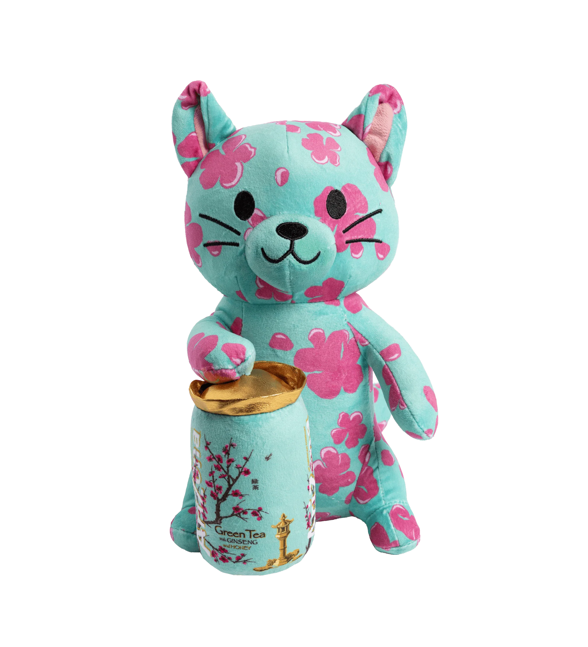 Teal & Pink Cherry Blossom Bodega Cat Plush Toy image