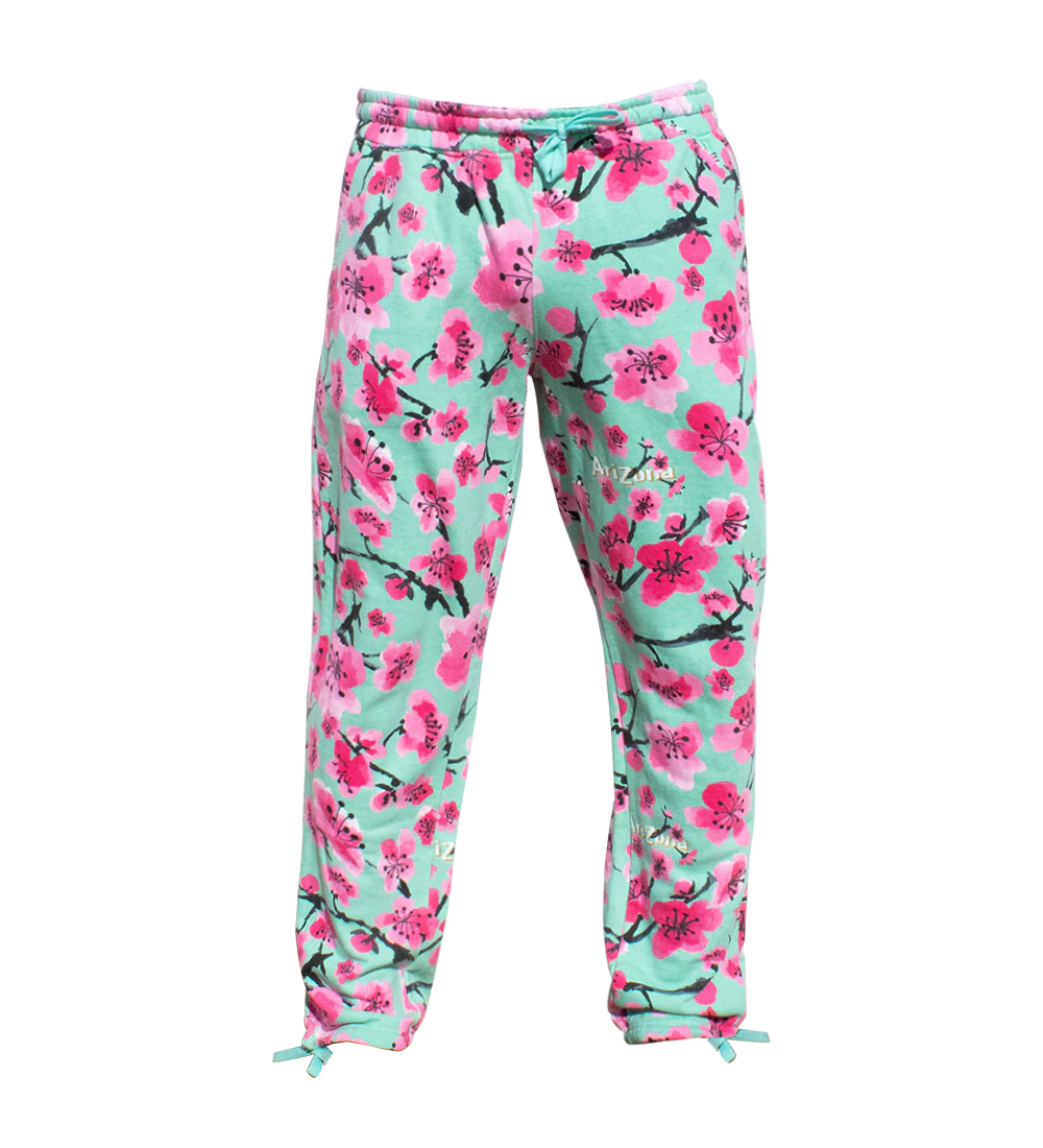 Teal & Pink Cherry Blossom Cotton Sweatpants product image