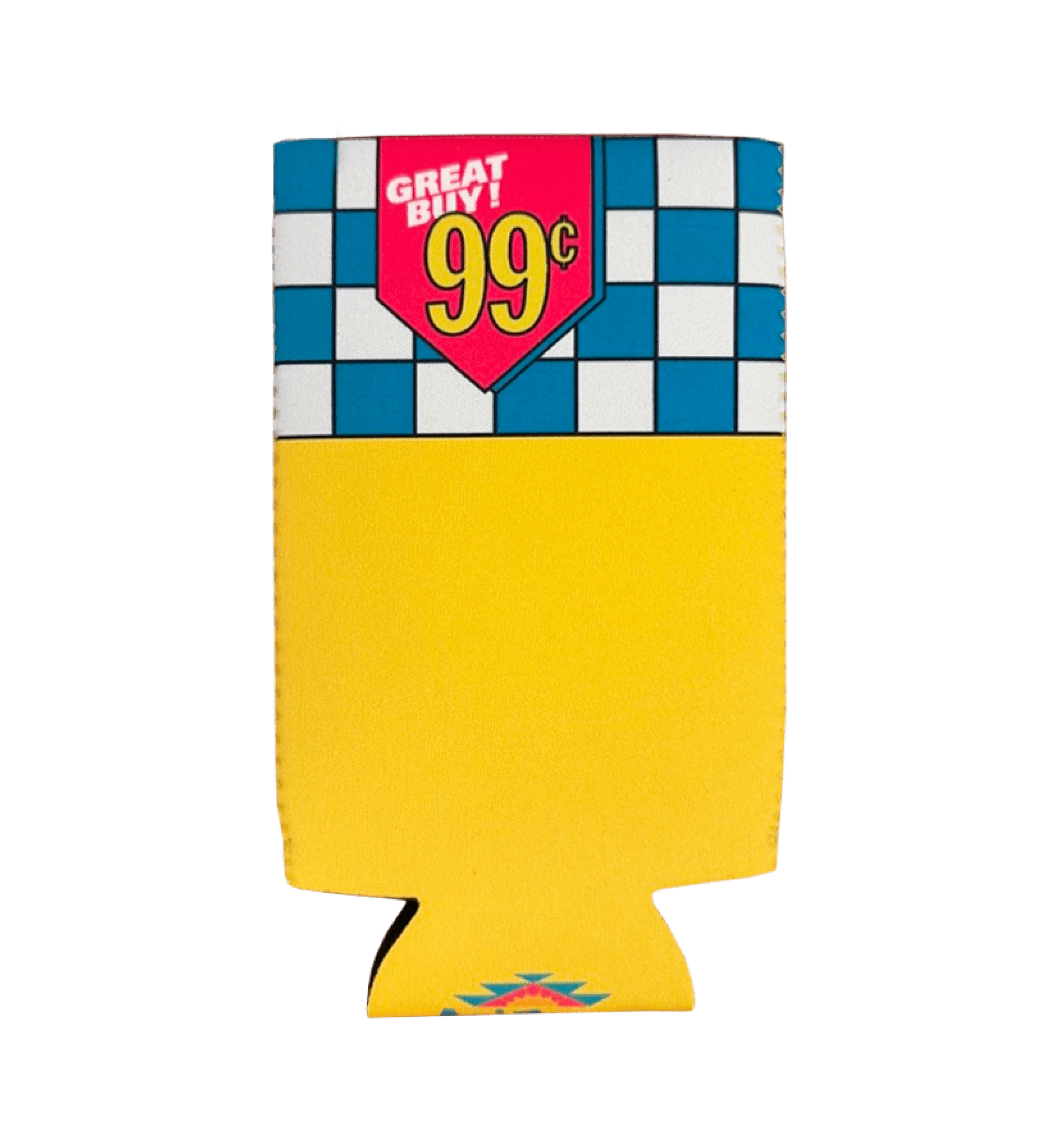 Yellow & Teal Checkerboard Neoprene Big Can Sleeve image